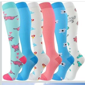 Compression Socks for Women & Men 6 Pairs Knee High Compression Socks 20-30 L/XL